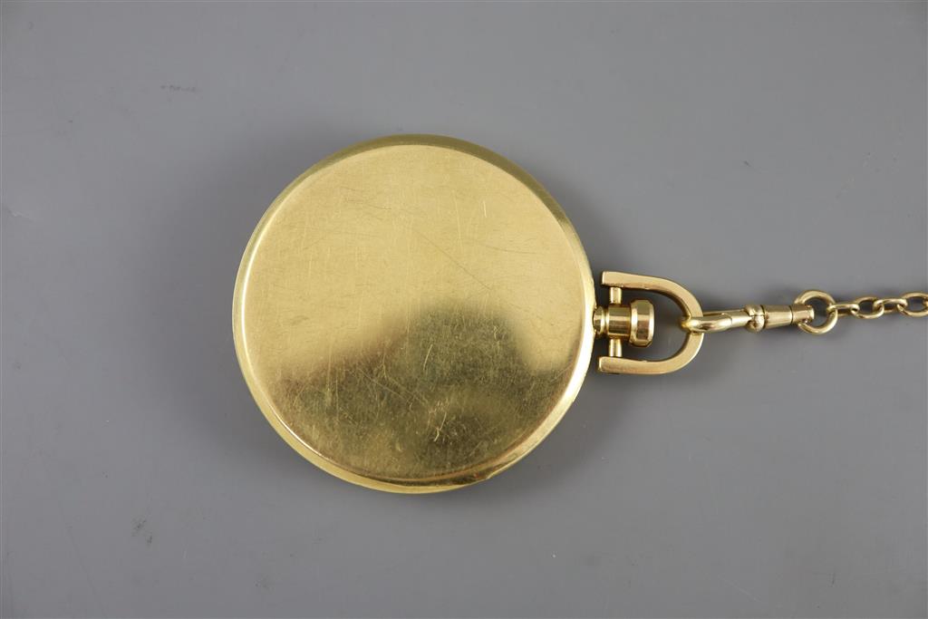 An early to mid 20th century 18ct gold open face keyless dress pocket watch, by E. Gubelin,